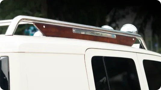 Retro Chrome Roof Rack with Wooden Ornament